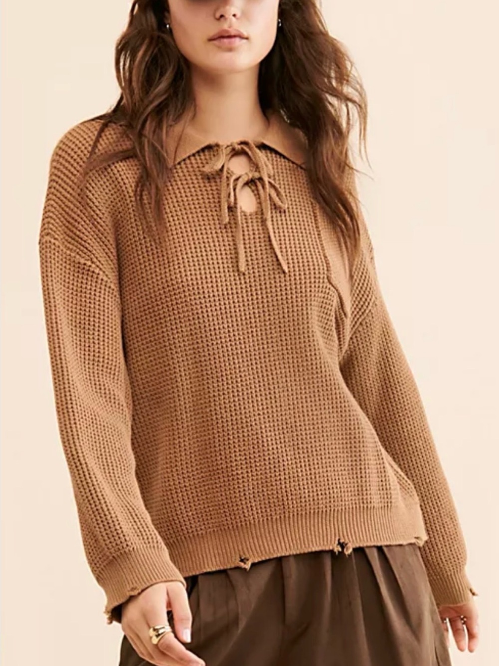 NWOT Found Knit 🧶 Tie Collar Sweater in Camel